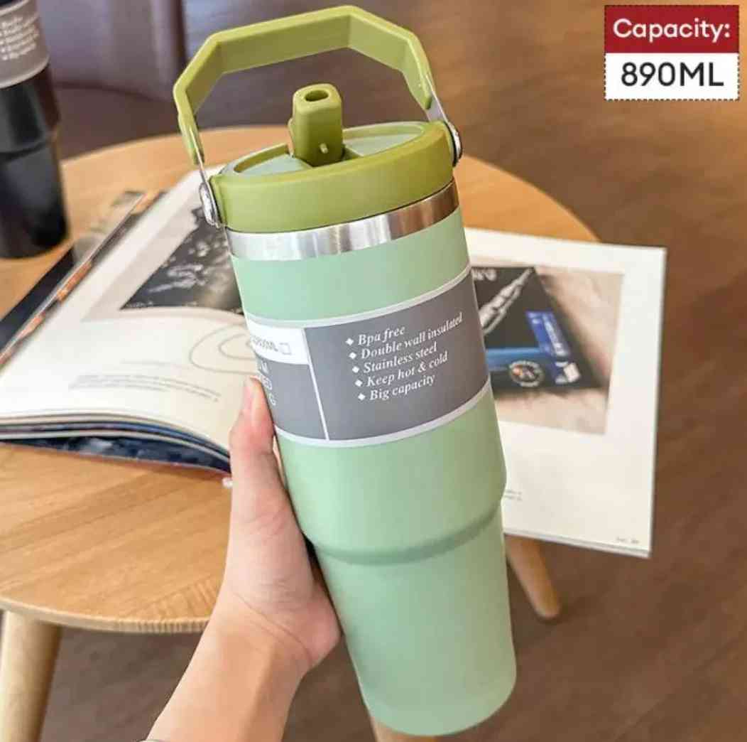 Stainless Steel Thermos Bottle with Straw